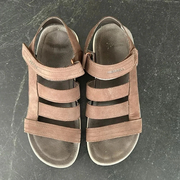 Merrell Kalari‎ Lore Backstrap Hiking Outdoor Leather Sandal Brown size 7 - Picture 2 of 9